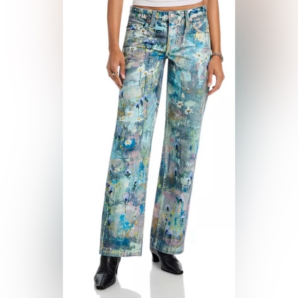 We The Free Tennessee Low Rise Illusions Jeans in Floral Canvas $198 size 32 - Picture 3 of 3